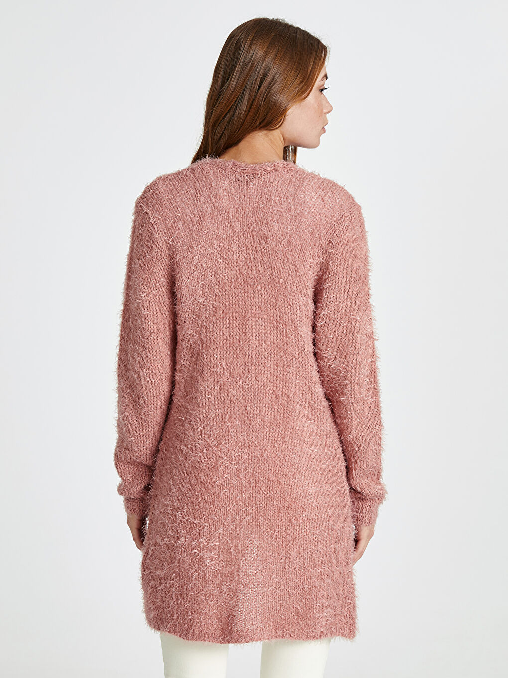 Pembe Uzun Kollu Kadın Hırka-2