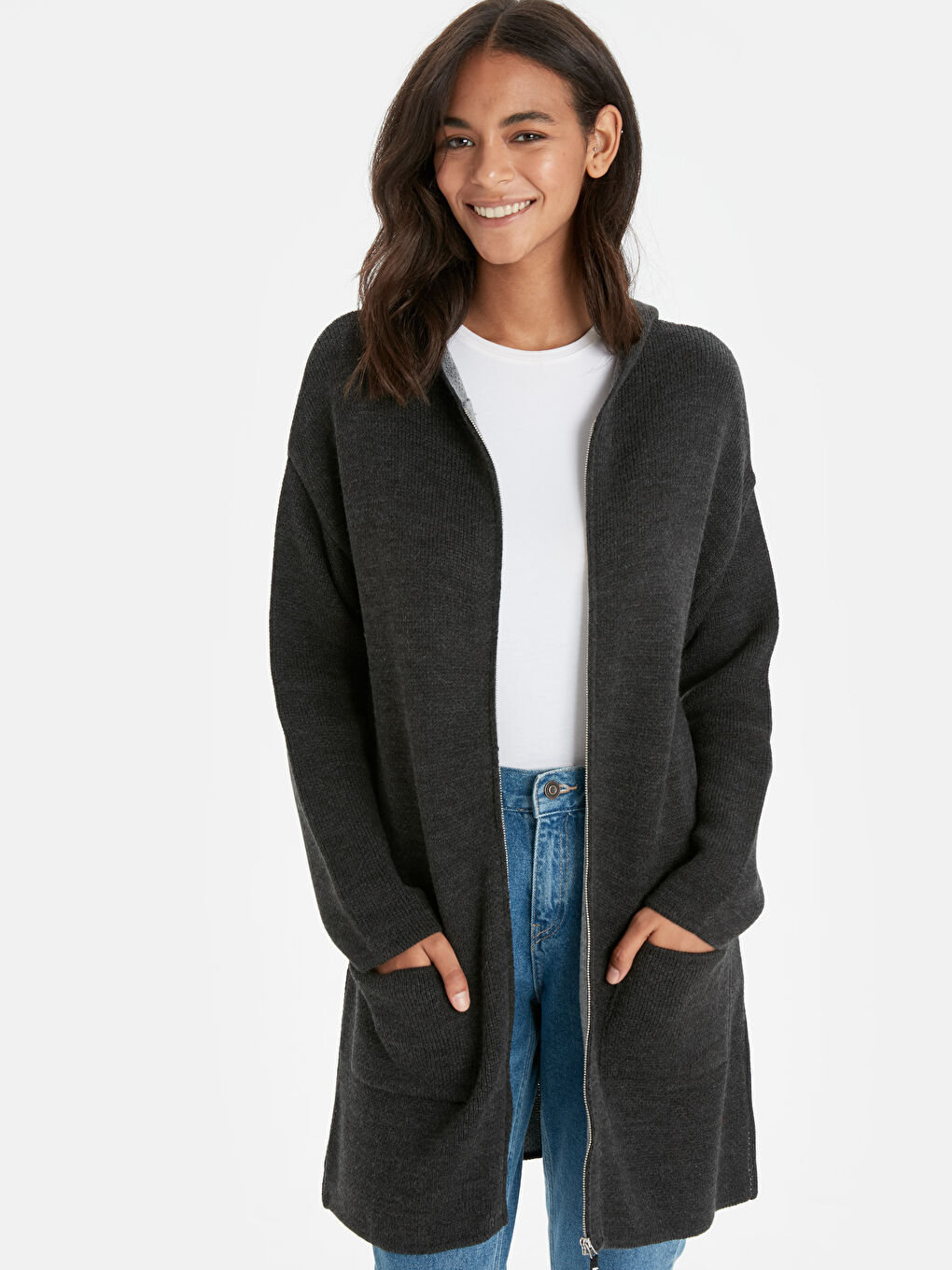 Әйелдер антрацит түстес Кардиган-1