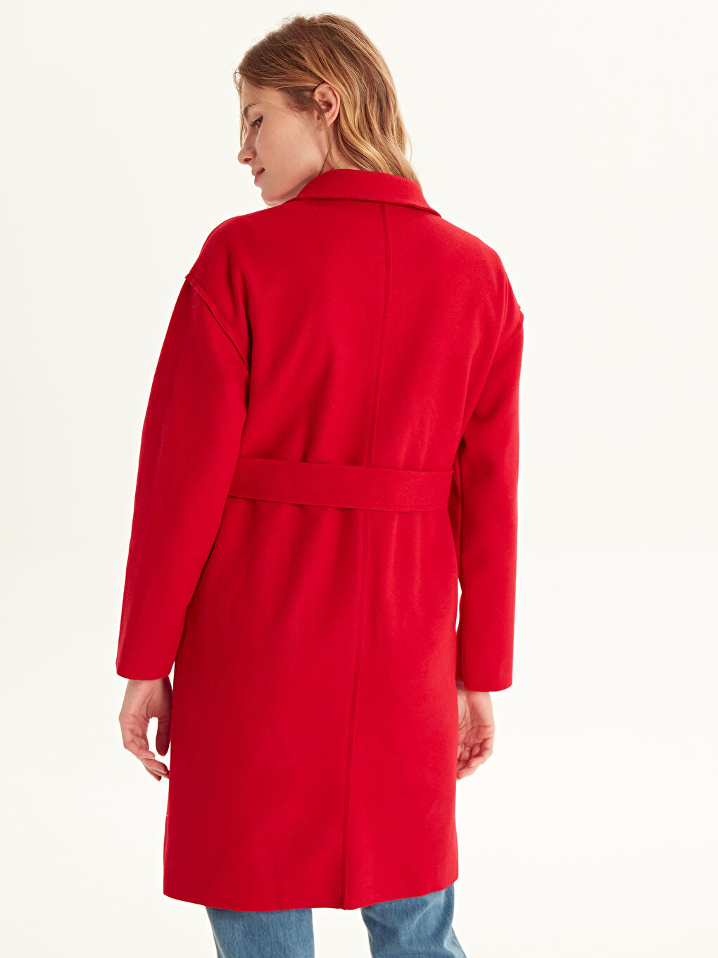 معطف من الصوف المخلوط أحمر نساء-4