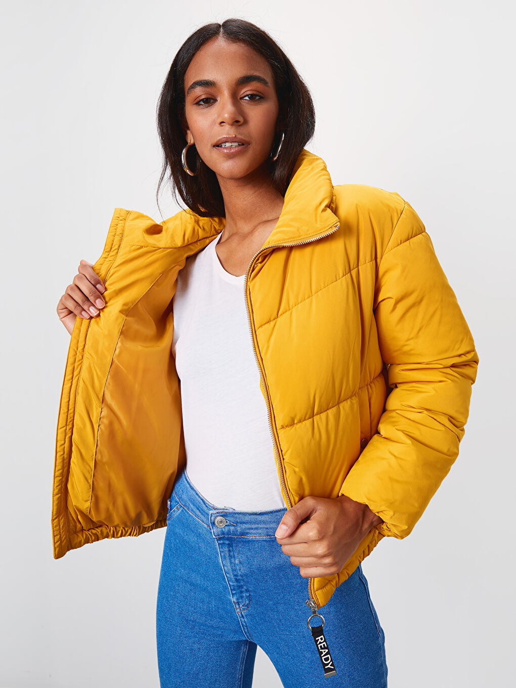 Woman YELLOW Puffer Coat-1