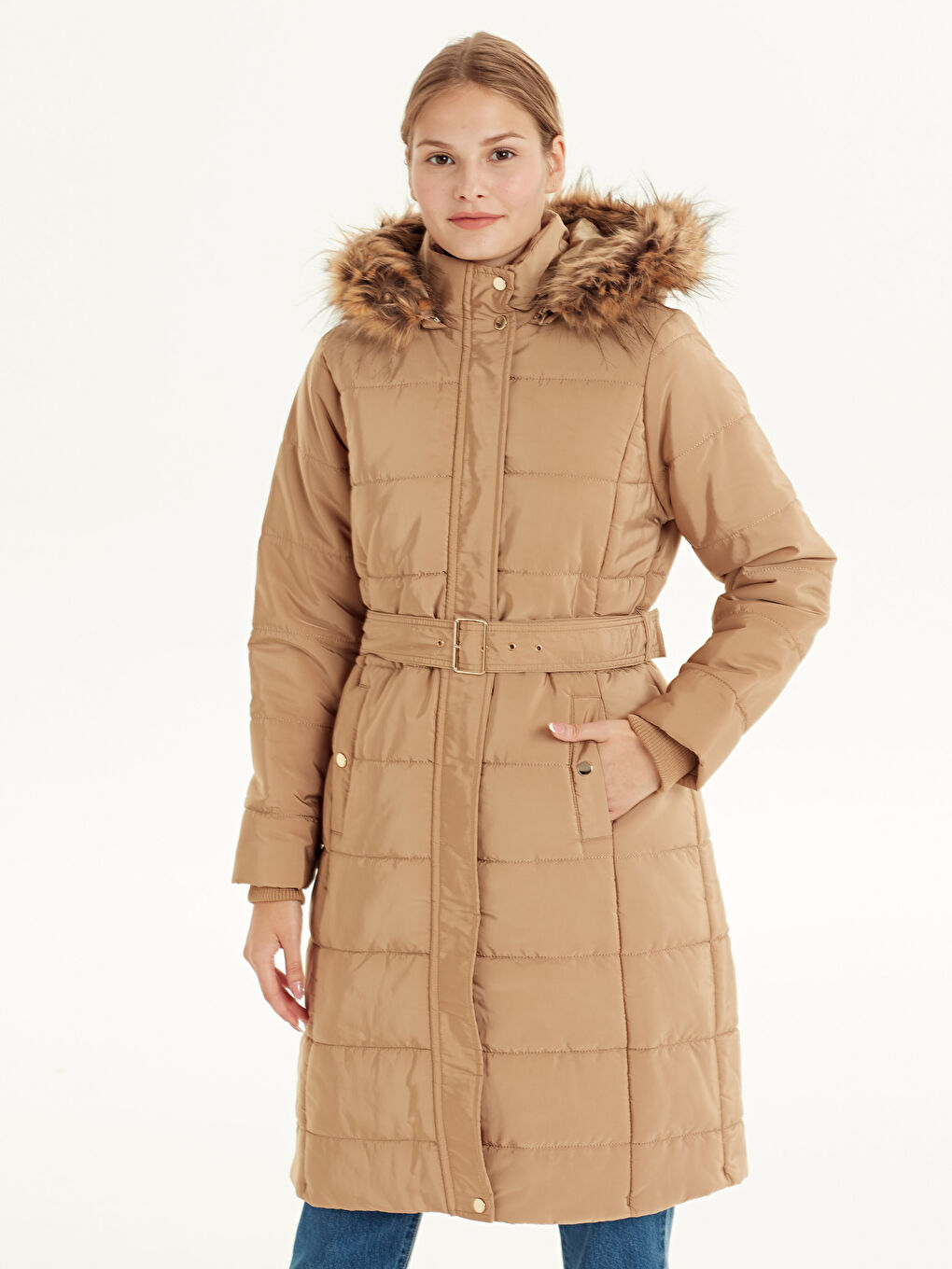 Bej Şişme Mont