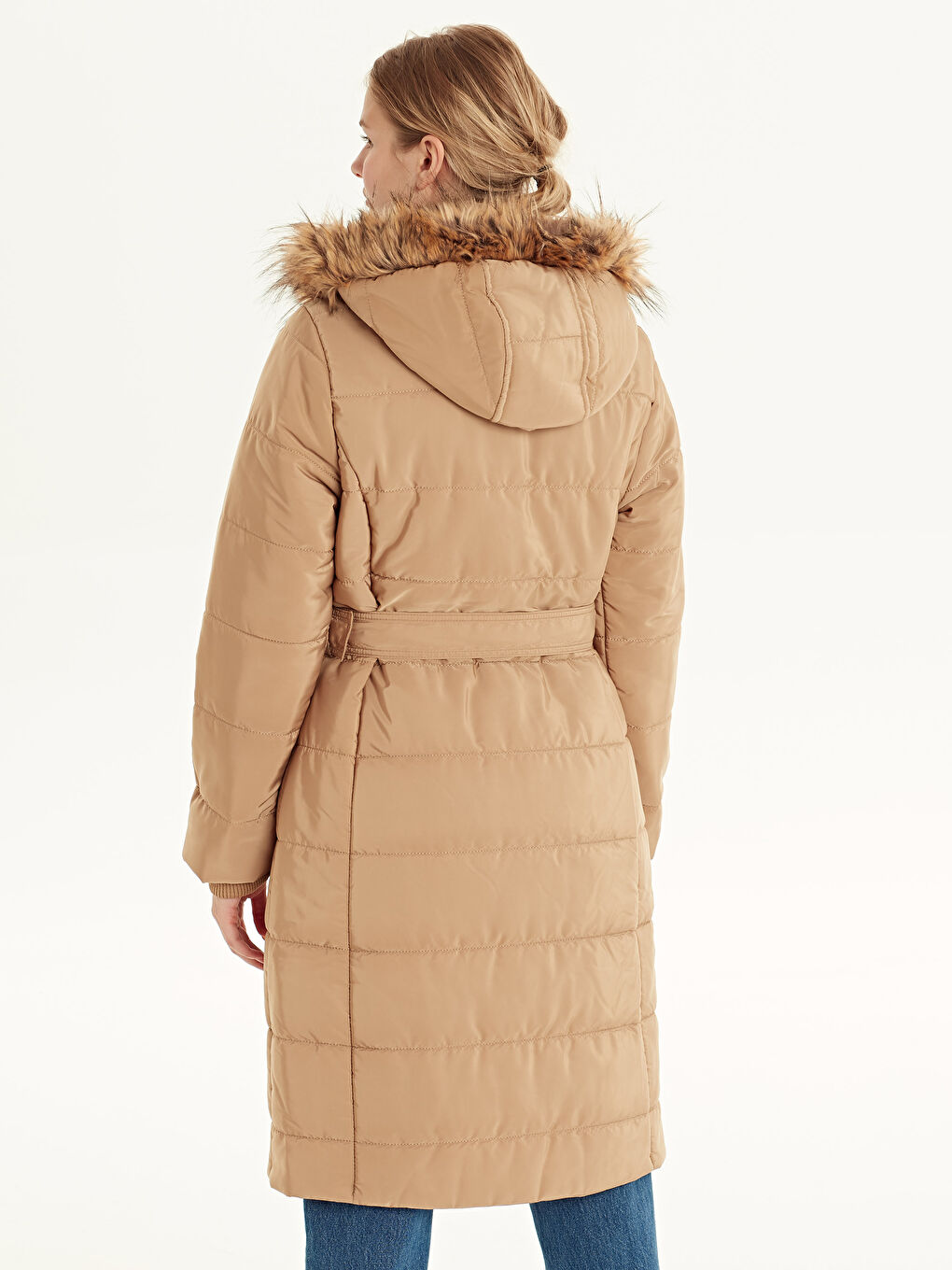 Bej Şişme Mont-3