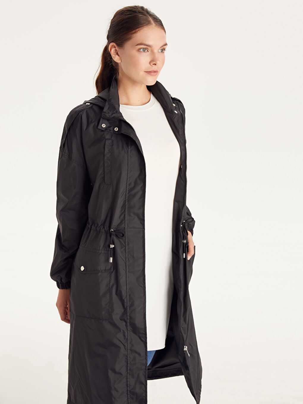 Ženski kišni mantil sa kapuljačom i dugim rukavima-4