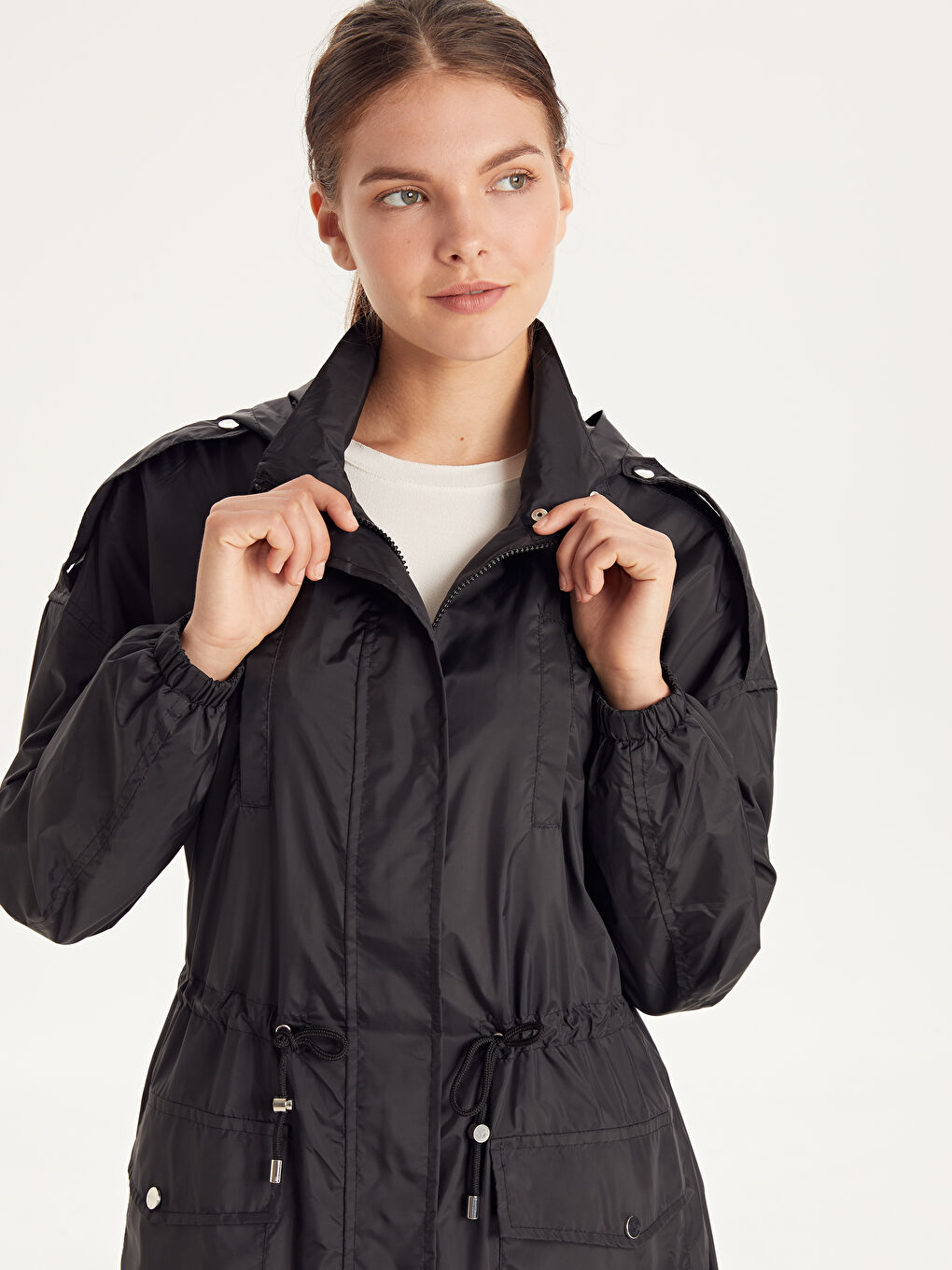 Ženski kišni mantil sa kapuljačom i dugim rukavima-6