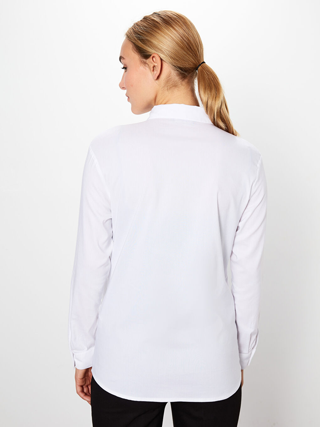 Beyaz Gömlek Yaka Kadın Gömlek-2