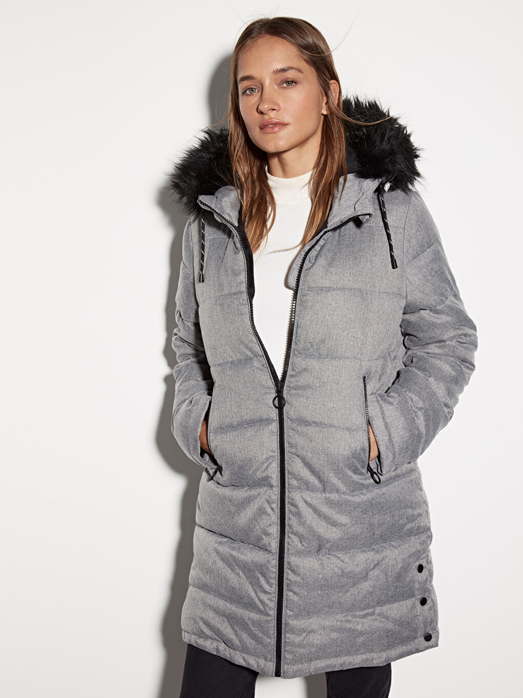 Femër Gri Pallto Puffer