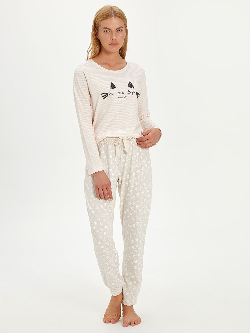 Ensemble de pyjama BEIGE Femme-1