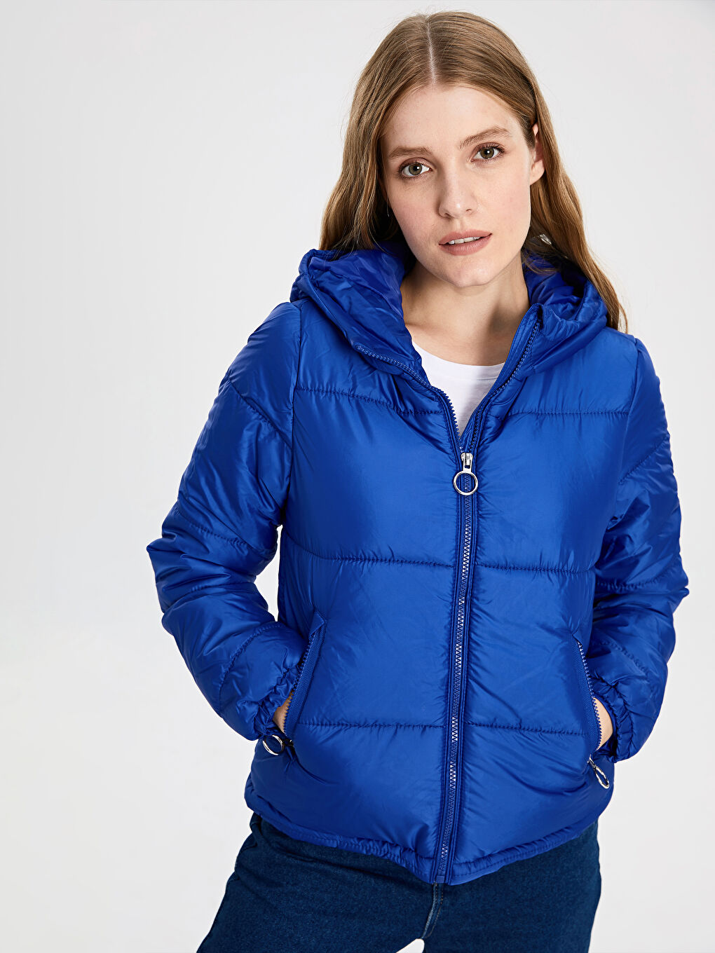 Kobalt Mavi Şişme Mont-1