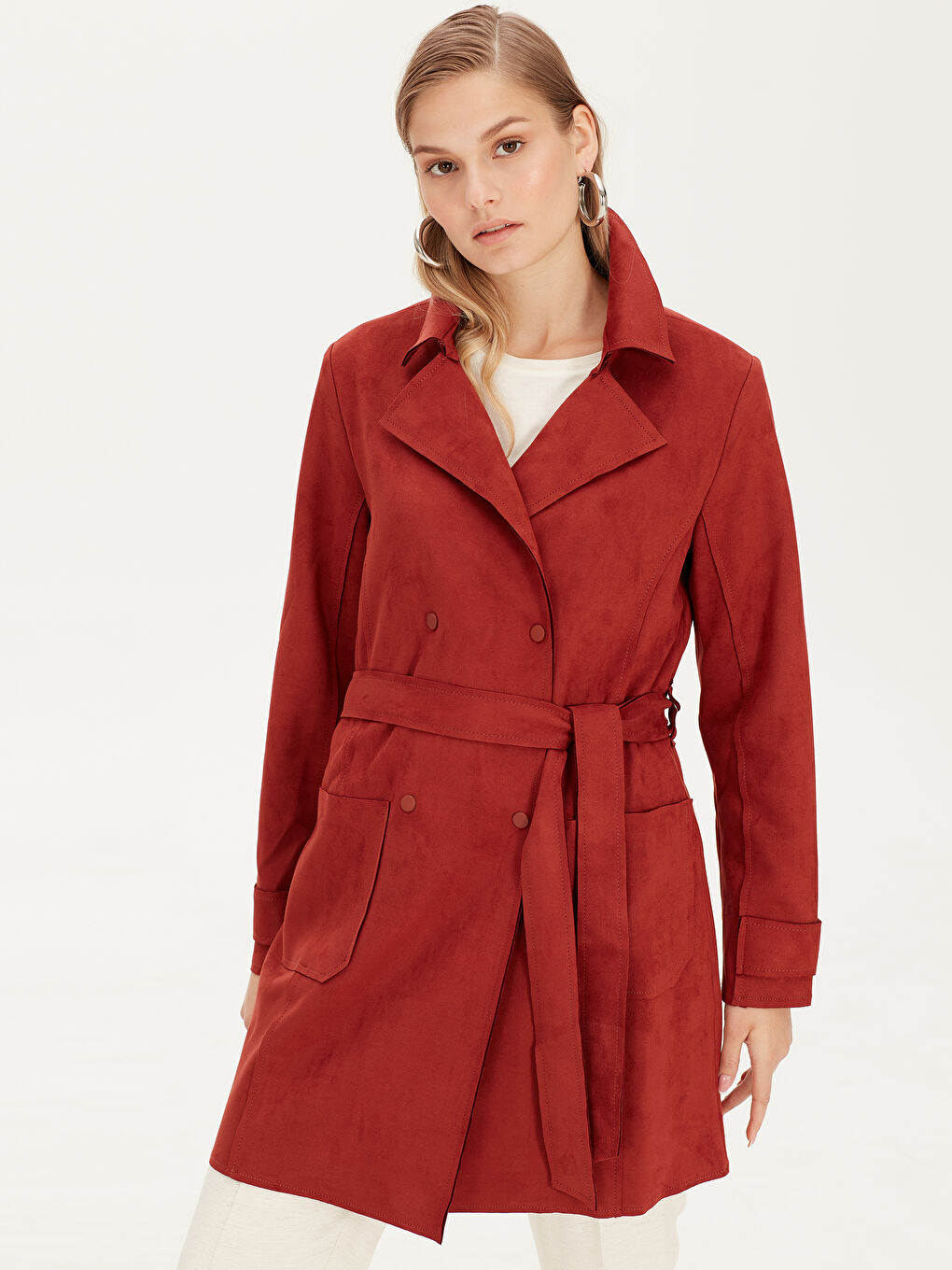 Kiremit Turuncu Trençkot-1