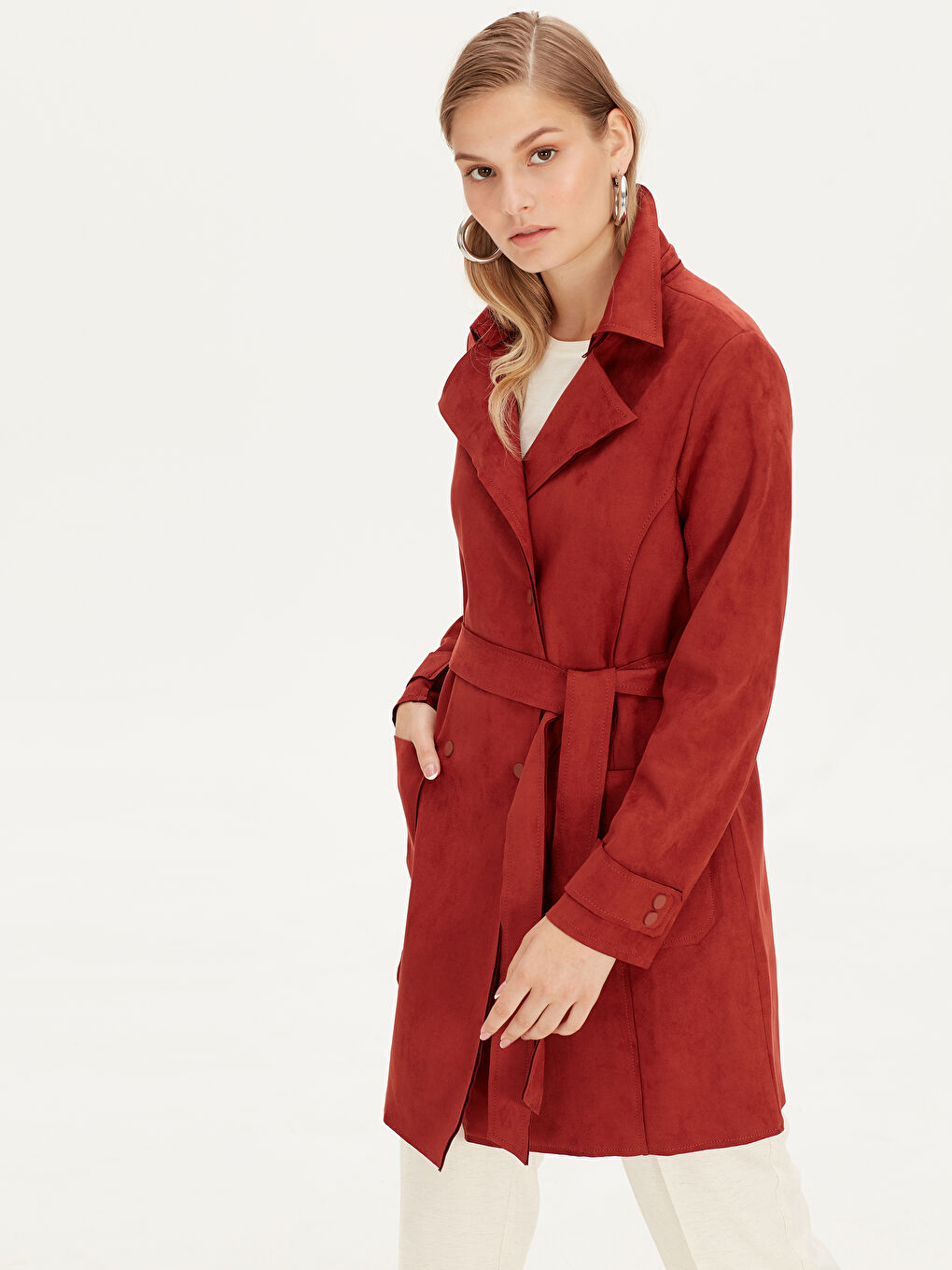 Kiremit Turuncu Trençkot-2