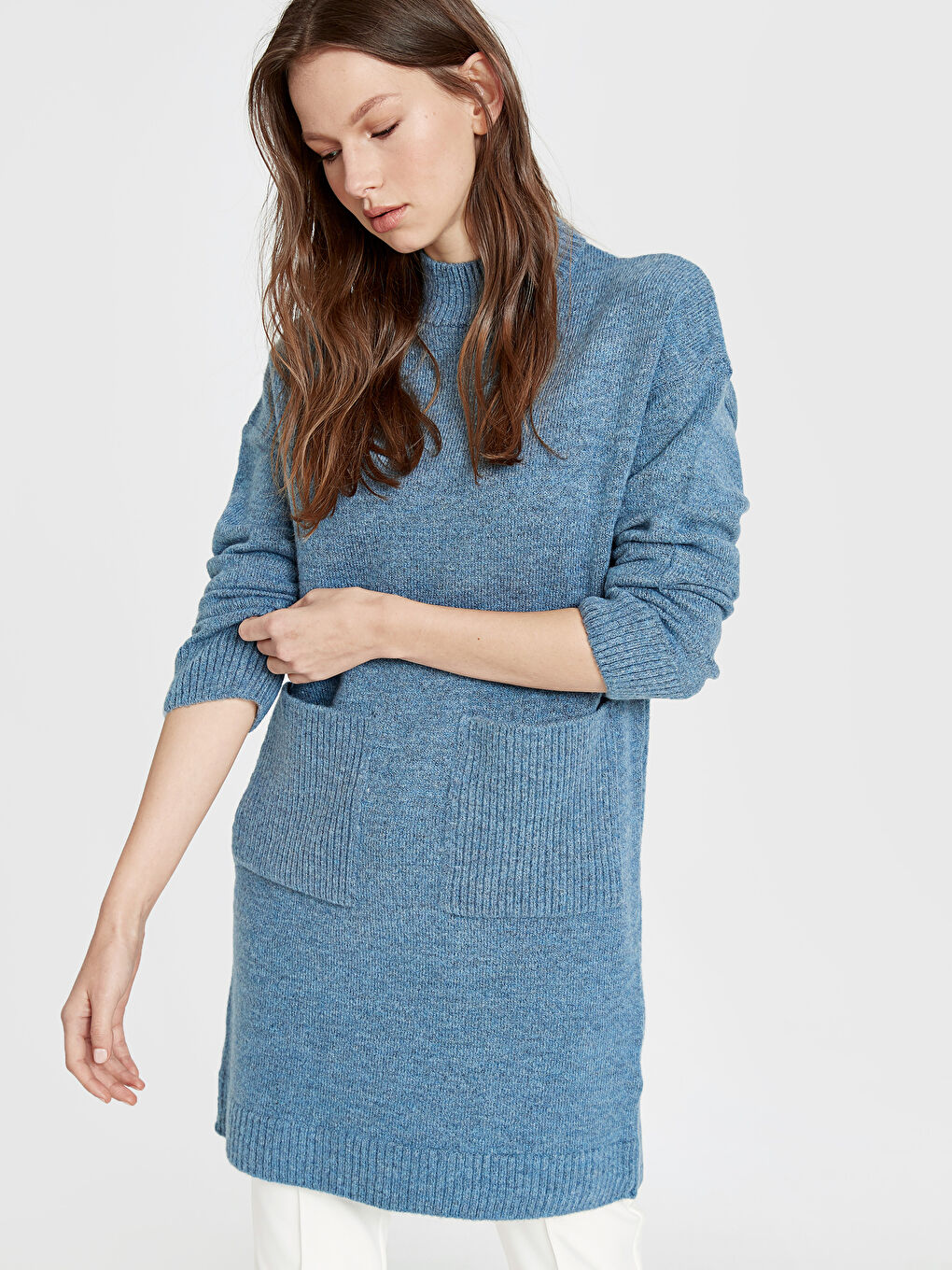 Әйелдерге арналған ұзын жеңді биік жағалы туника