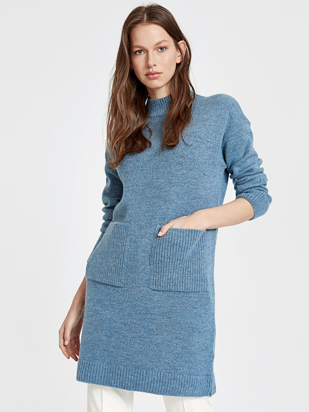 Әйелдерге арналған ұзын жеңді биік жағалы туника-1