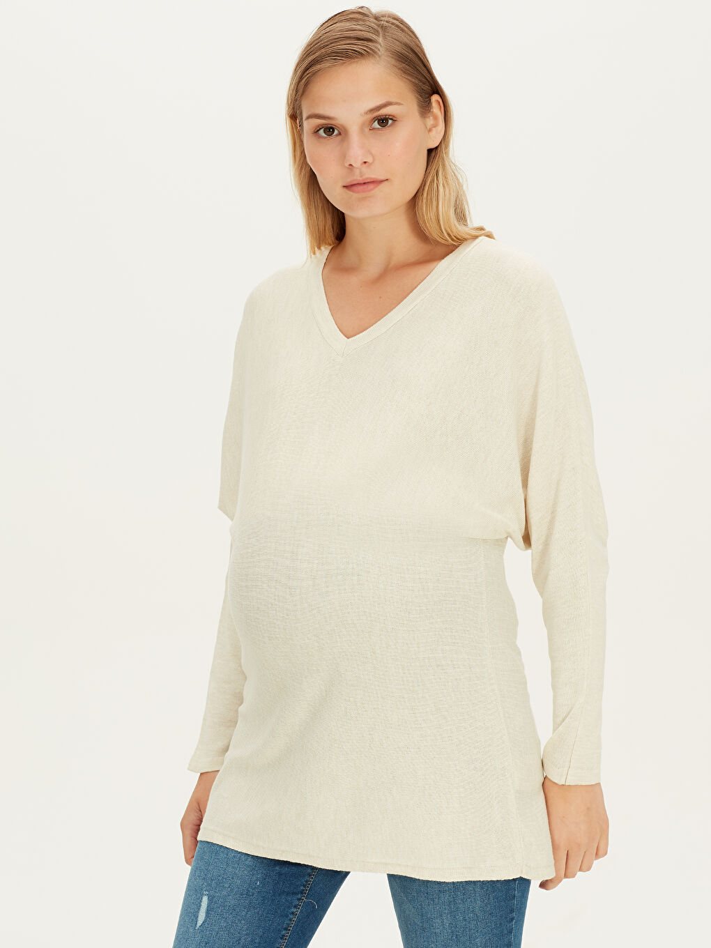 Свитер для беременных с V-образным вырезом-1