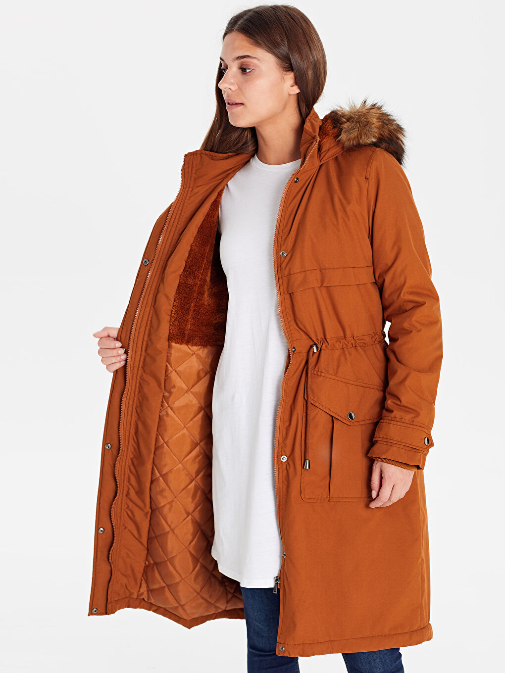 Женщины Коричневый Плащ-1