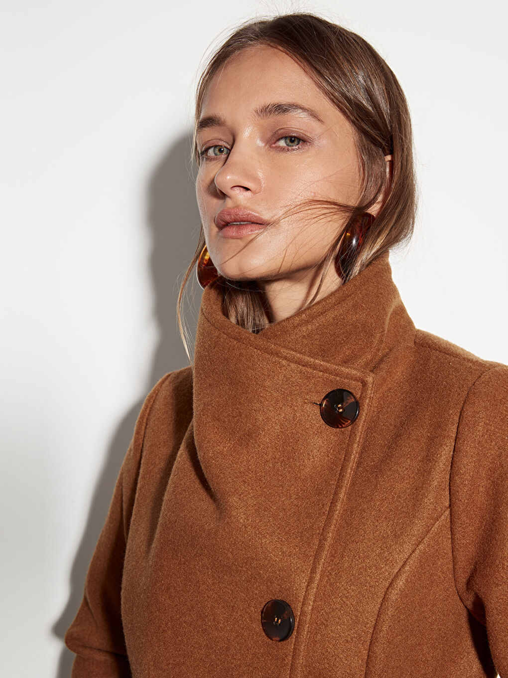 معطف من الجلد الصناعي بنى نساء-3