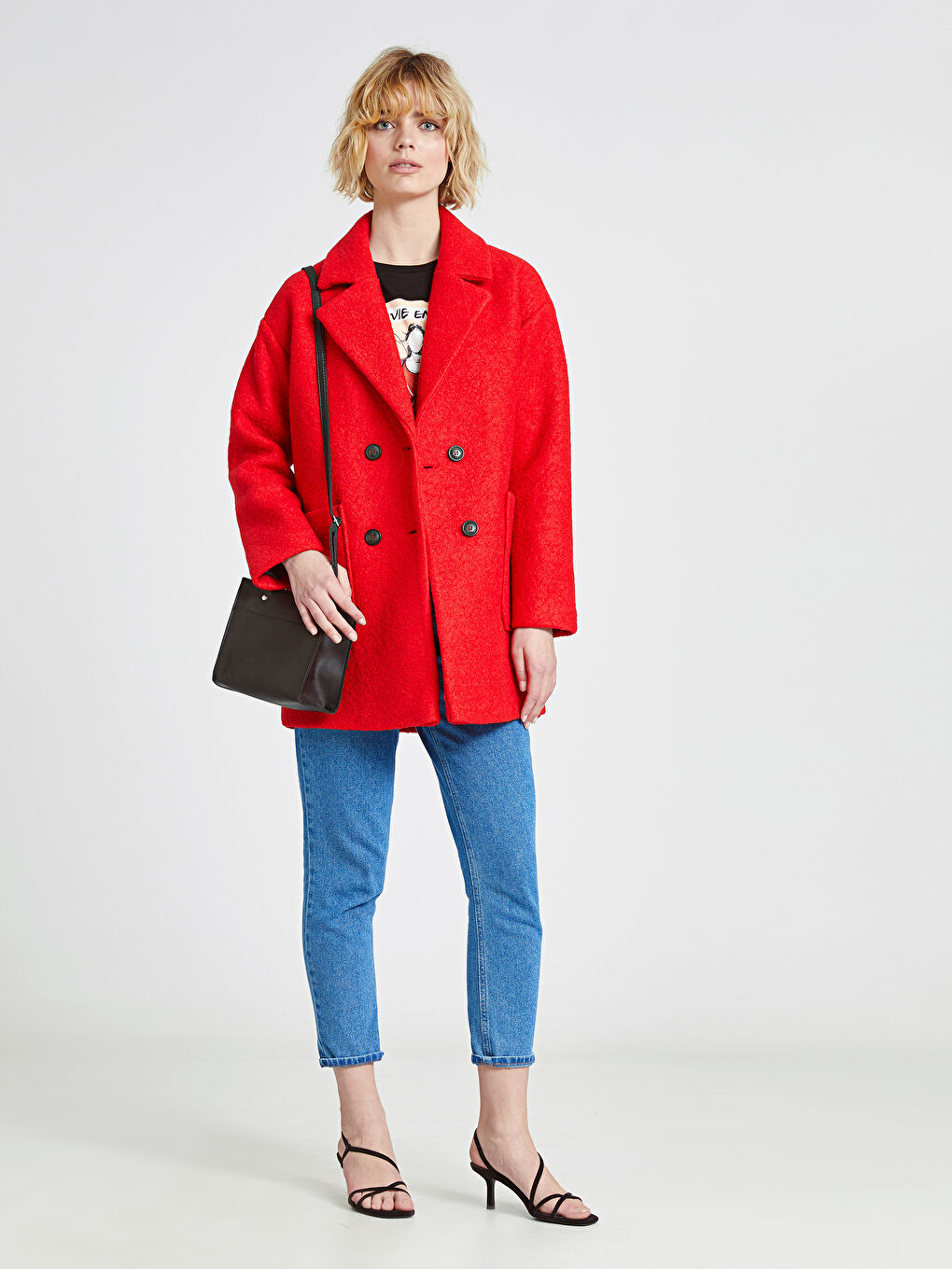 LCW Vision Woman RED Wool Blended Overcoat -9W5515Z8-CYU