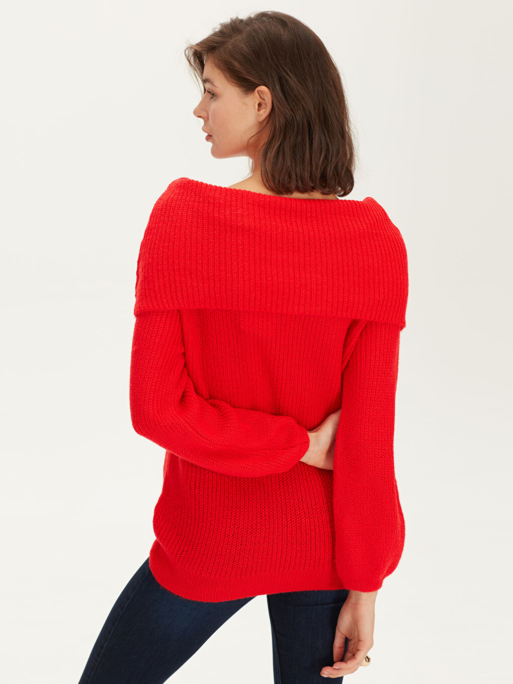 Свитер Женский С Длинным Рукавом С Воротником-Хомутом-2