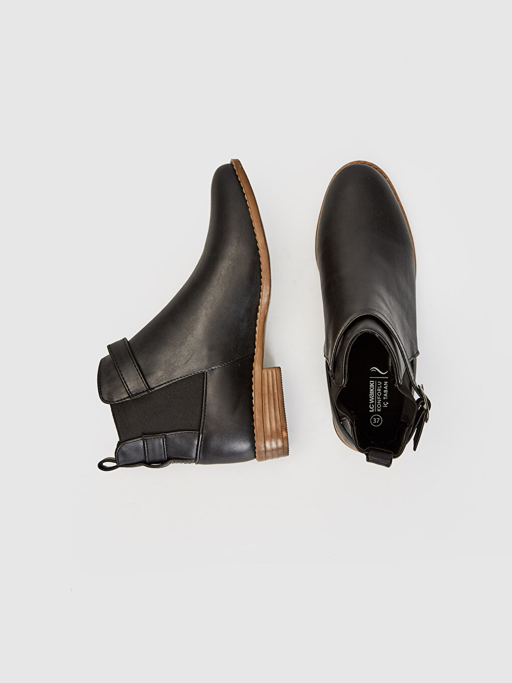 Siyah Lastik Detaylı Bilek Boy Kadın Bot-1