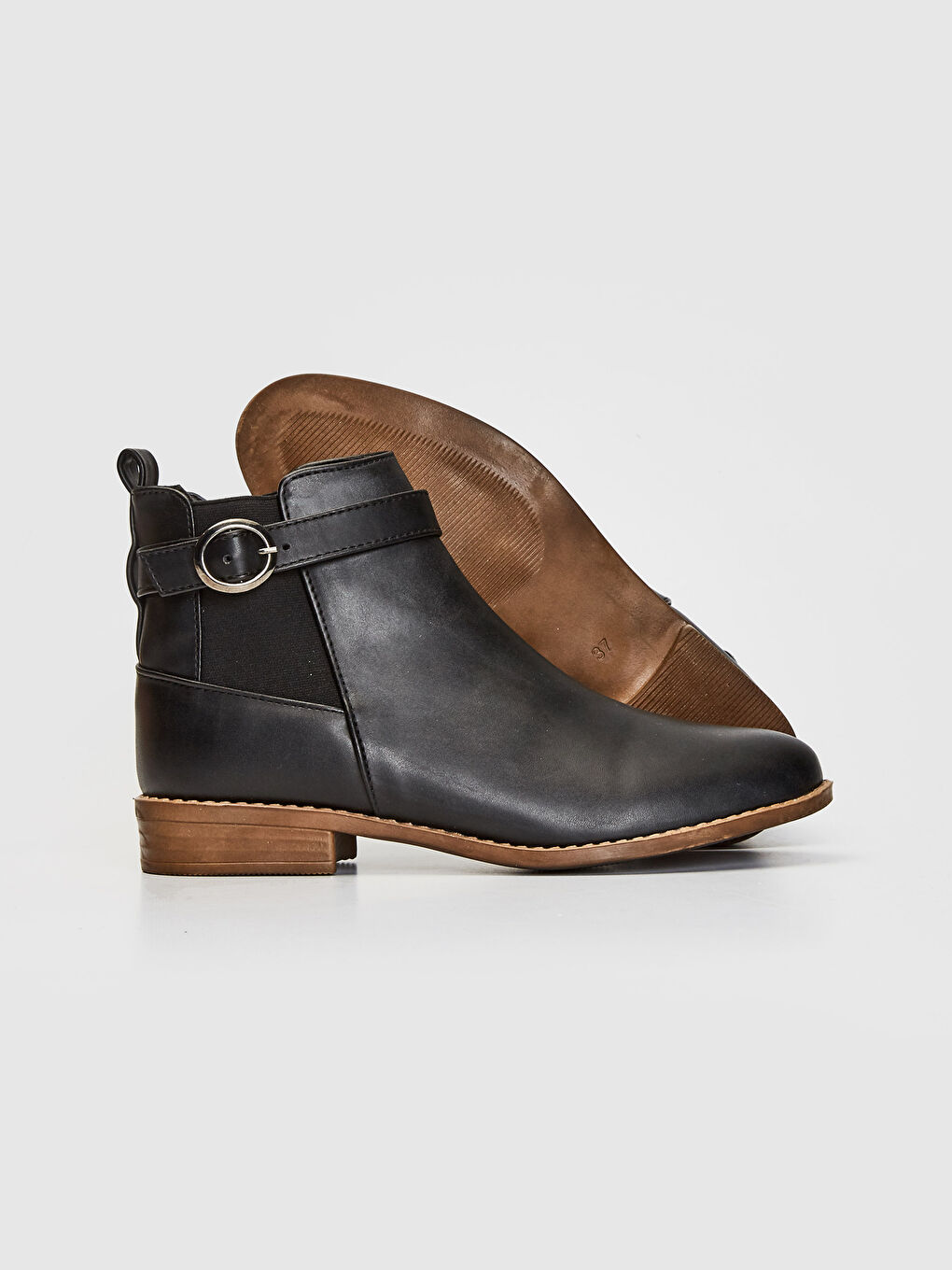 Siyah Lastik Detaylı Bilek Boy Kadın Bot-2