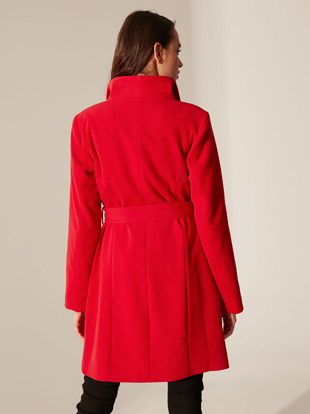 Γυναίκα ΚΟΚΚΙΝΟ Παλτό από συνθετικό δέρμα-3