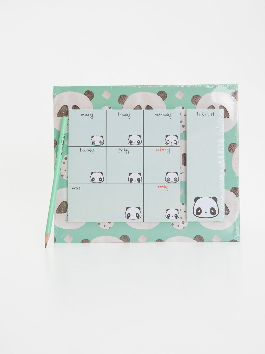 Panda Desenli Haftalık Planlayıcı ve Kalem-1
