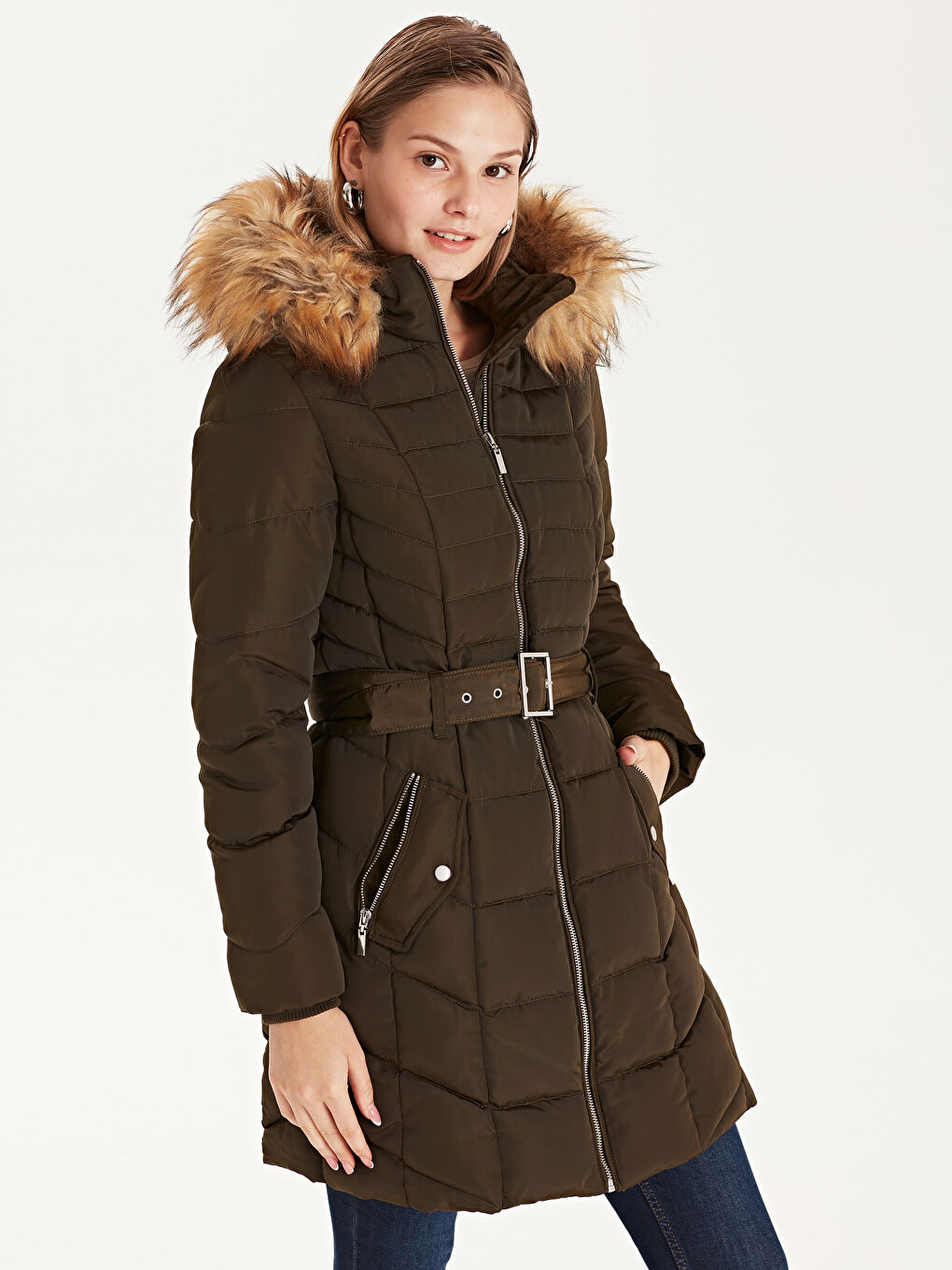 Woman KHAKI Puffer Coat