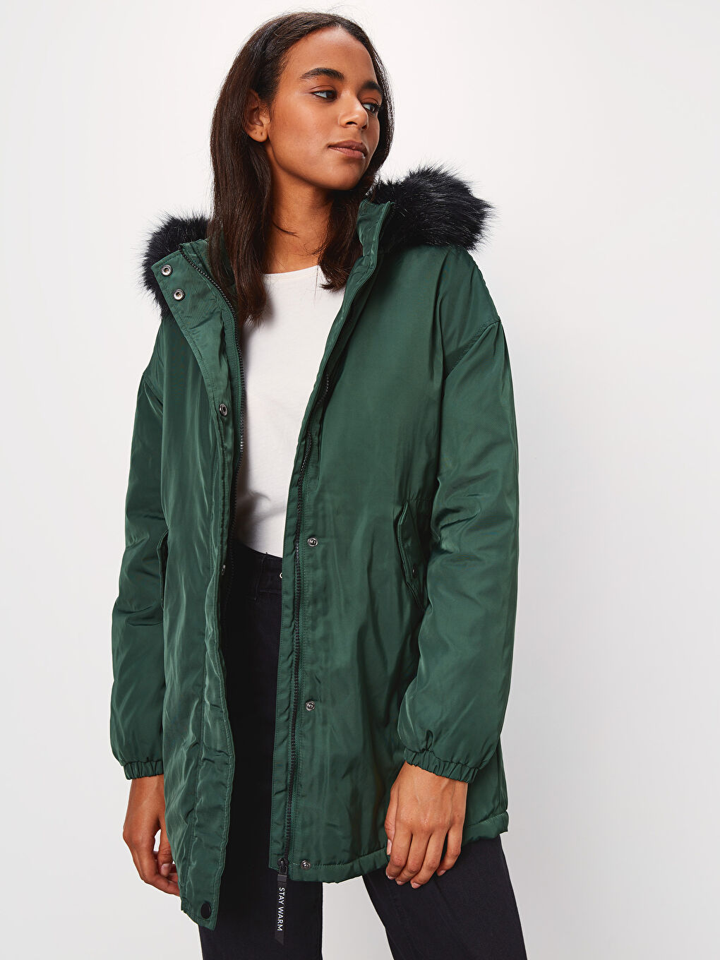 Woman GREEN Parka Coat-1