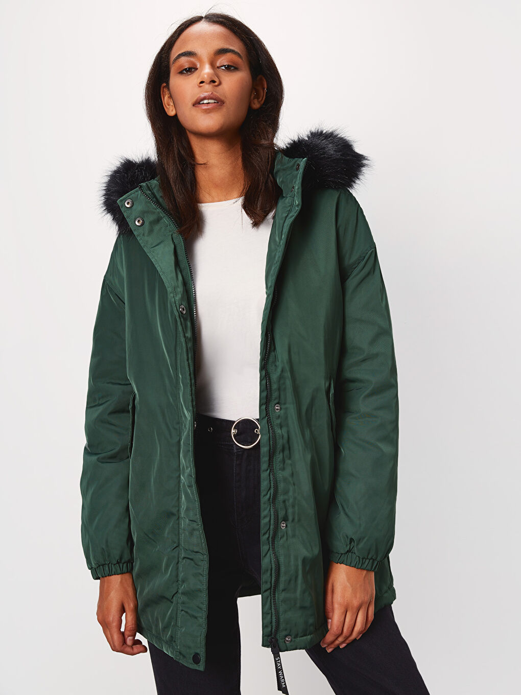 Woman GREEN Parka Coat-2