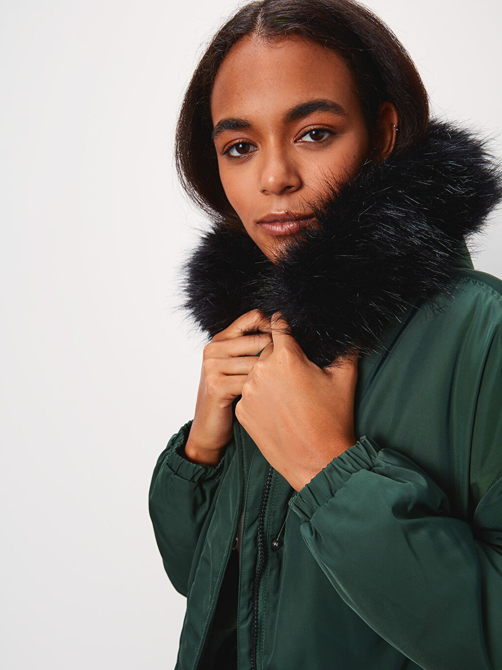 Woman GREEN Parka Coat-3
