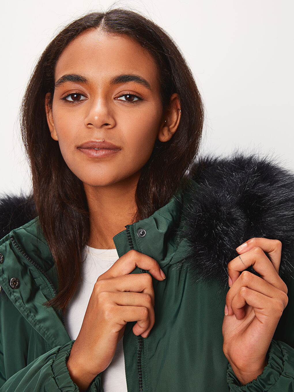 Woman GREEN Parka Coat-5