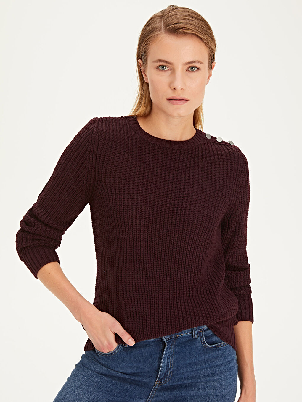 Mürdüm Bisiklet Yaka Kadın Kazak-1