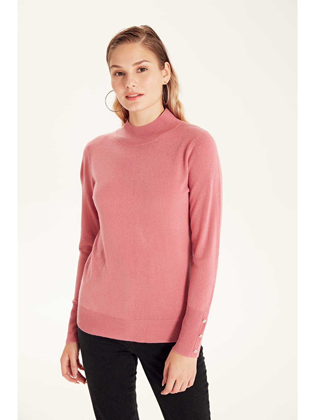 كنزة صوفية وردي امرأة-1