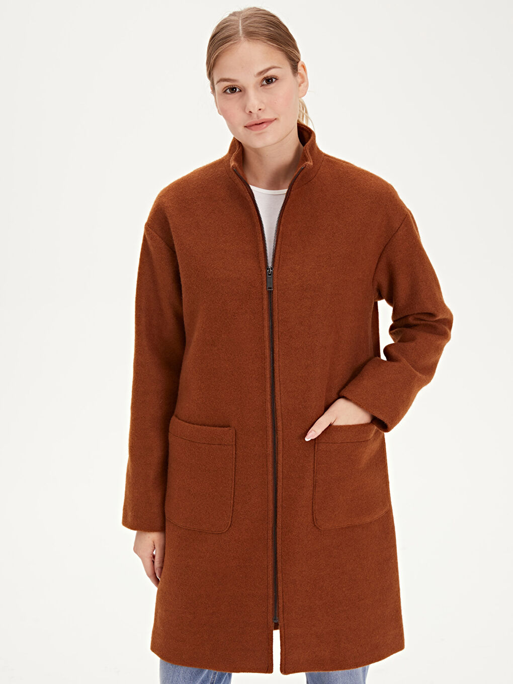 Kahverengi Tütün Kaşe Kaban