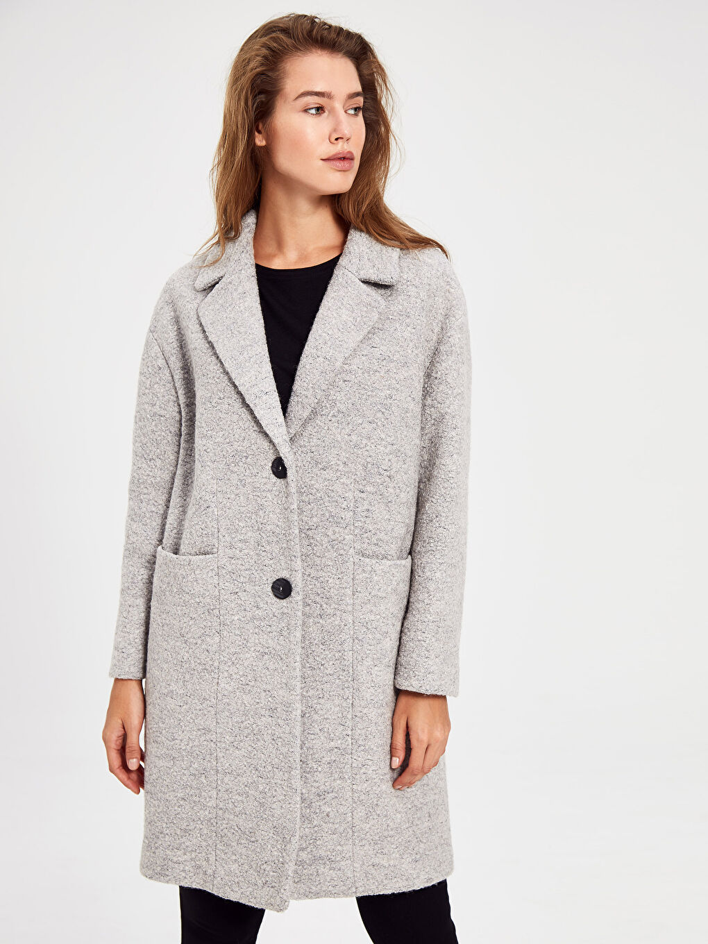 Жена Сиво Палто от вълна-1