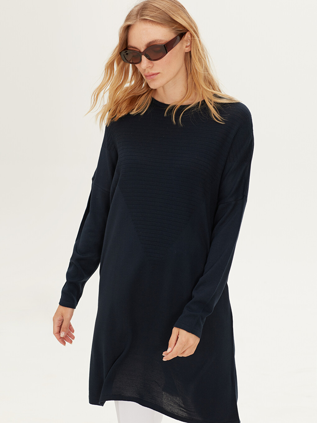 Crew Neck Women's Knitwear Tunic-1