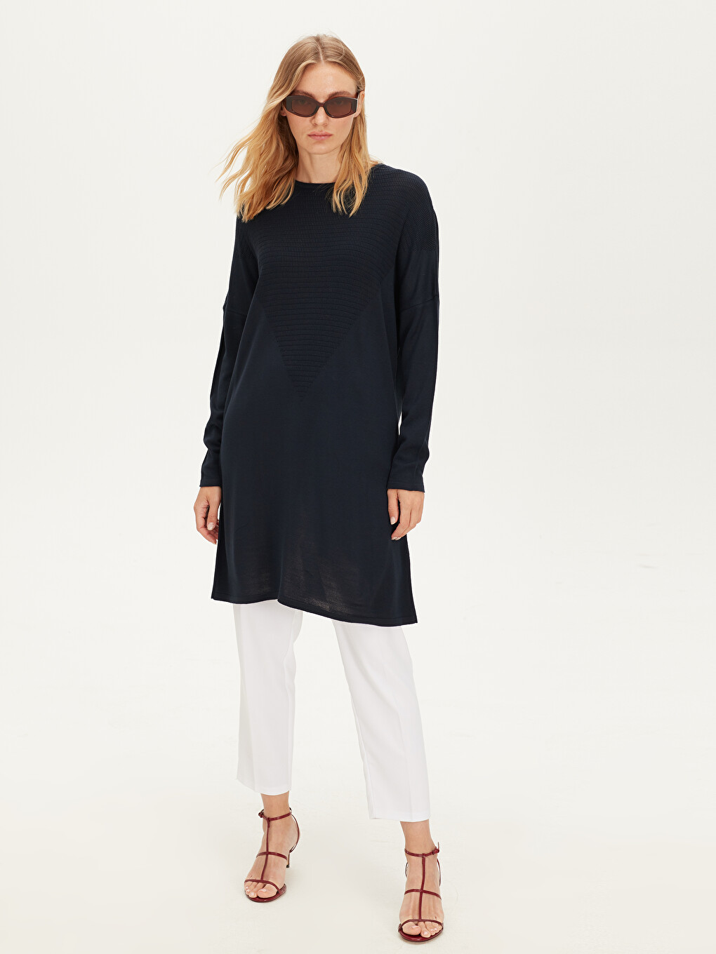Crew Neck Women's Knitwear Tunic-2