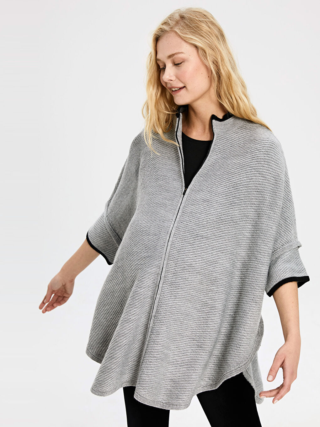 Gri Dik Yaka Triko Hamile Panço