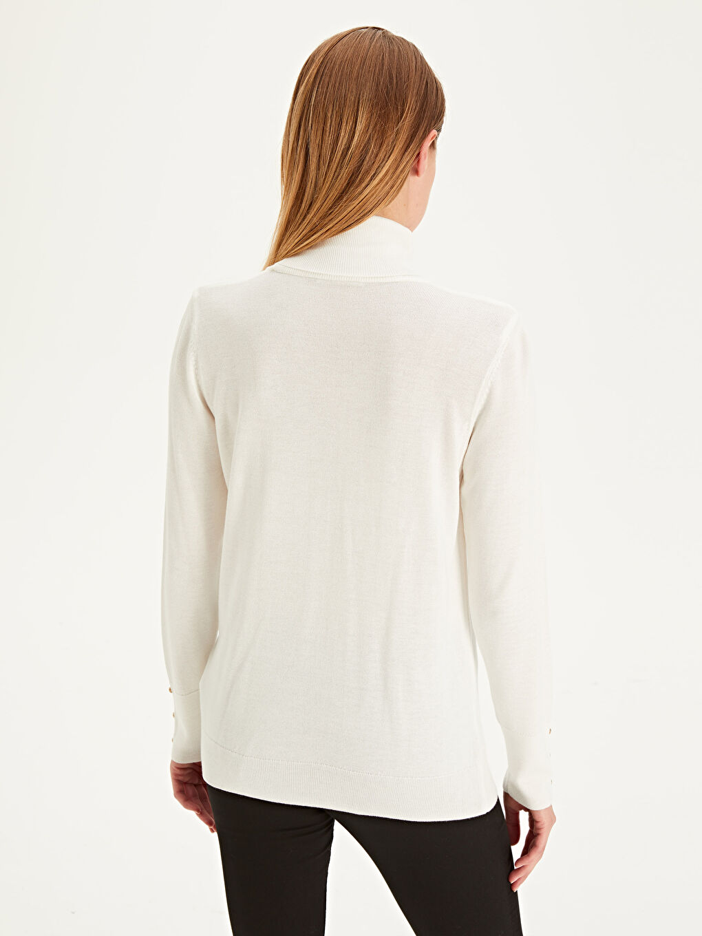 Ekru Balıkçı Yaka Kadın Kazak-3