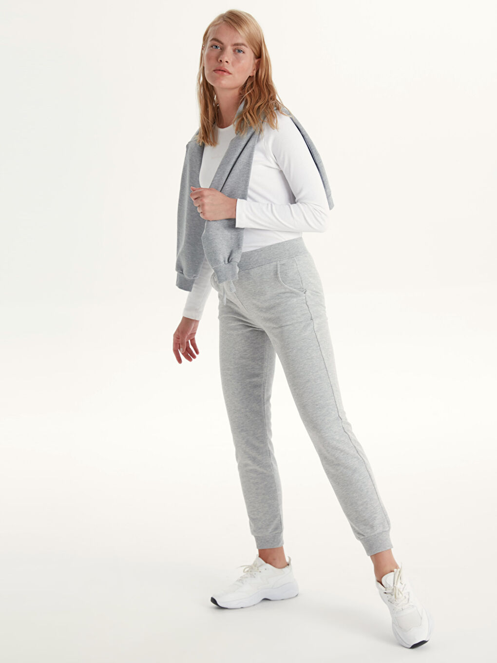 Açık Gri Melanj Eşofman Altı