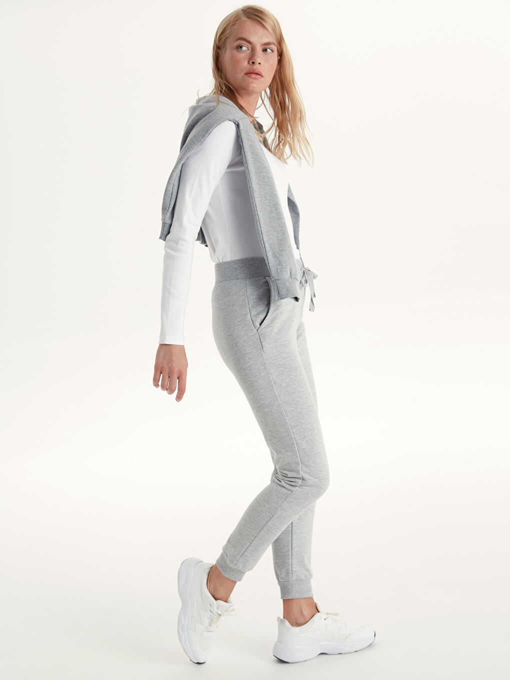 Açık Gri Melanj Eşofman Altı-3