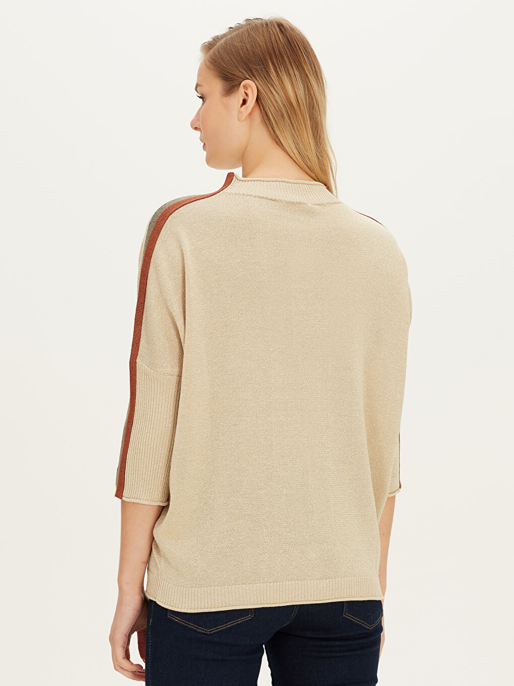 Bej Yarım Balıkçı Yaka Kadın Kazak-3