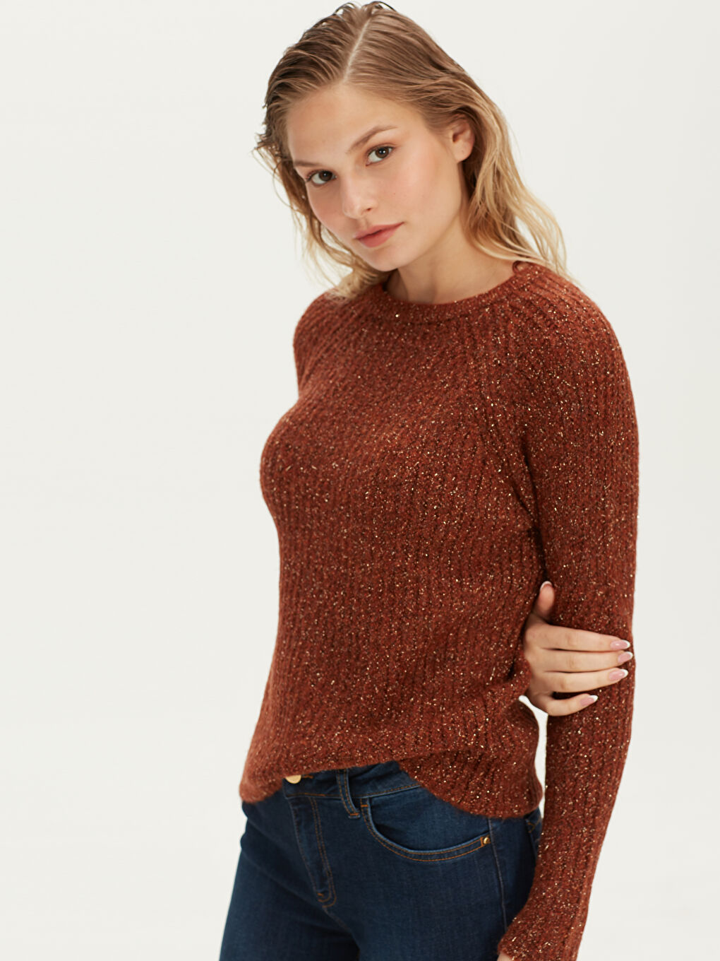 Женщины Коричневый Свитер-2