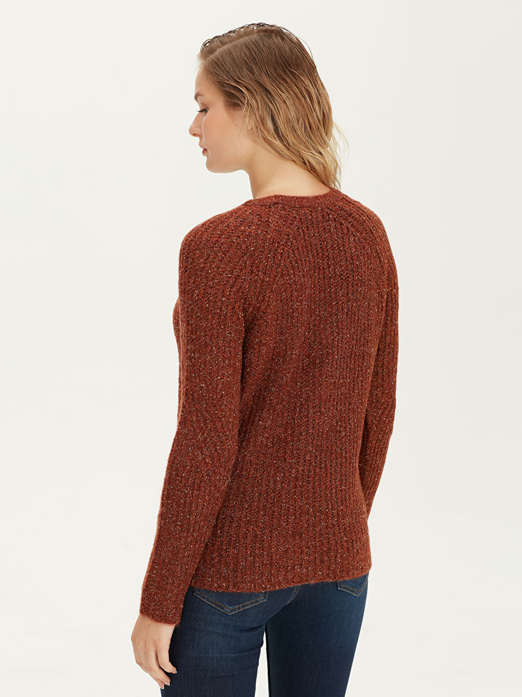 Женщины Коричневый Свитер-3