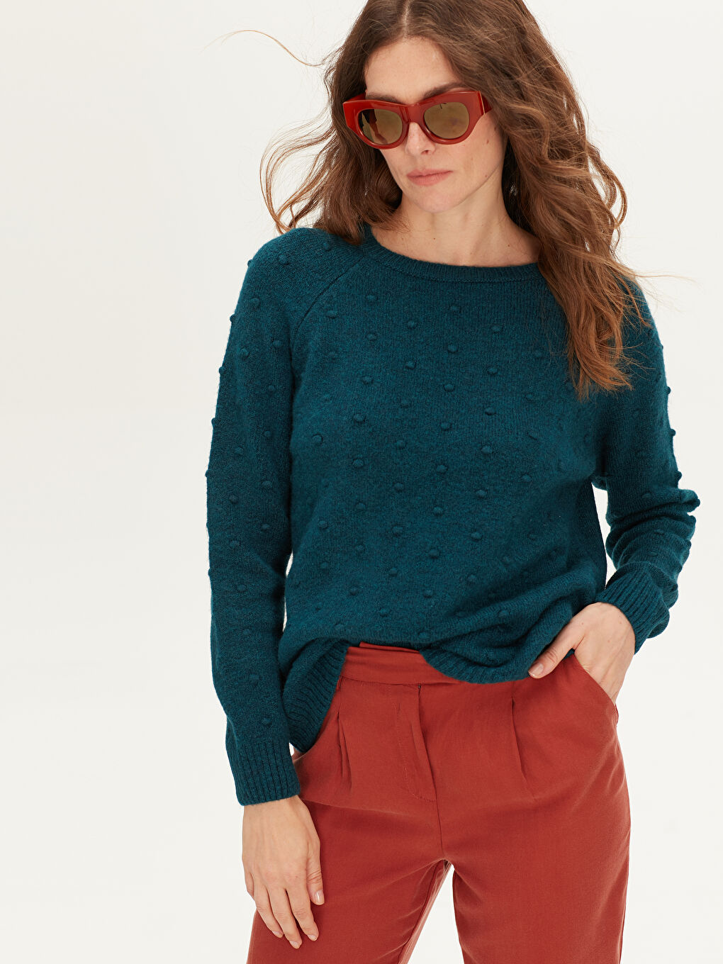 Crew Neck Women's Thick Knitwear Sweater