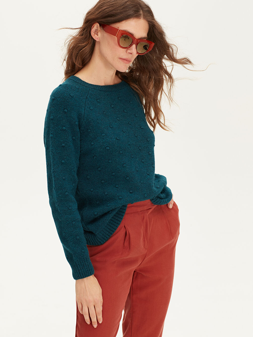 Crew Neck Women's Thick Knitwear Sweater-1