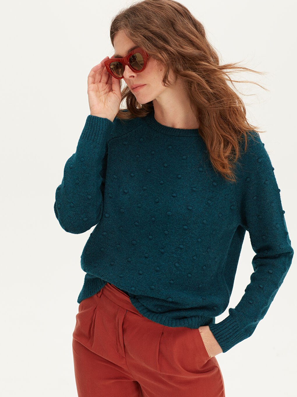 Crew Neck Women's Thick Knitwear Sweater-2