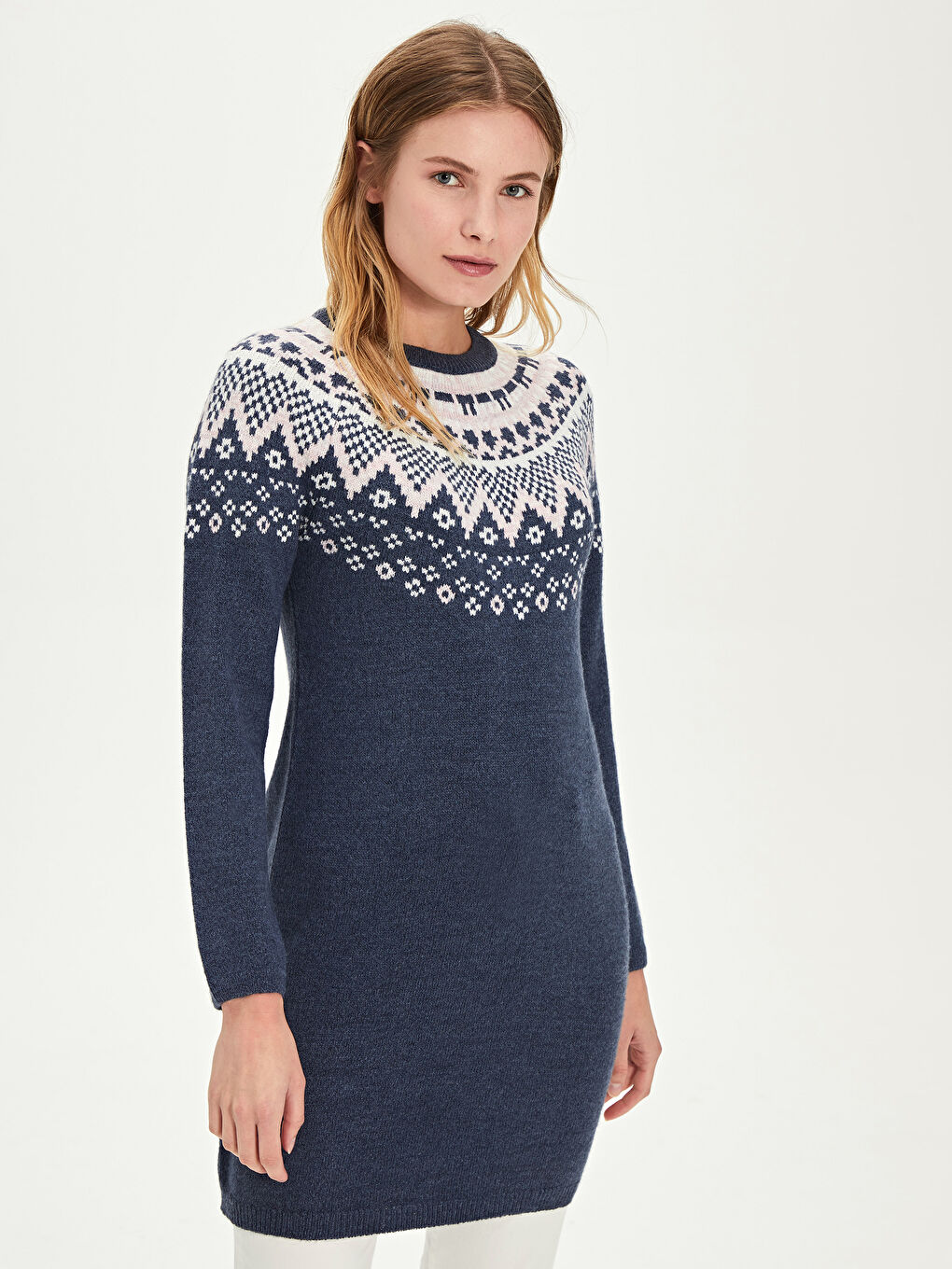 İndigo Bisiklet Yaka Kadın Tunik-1