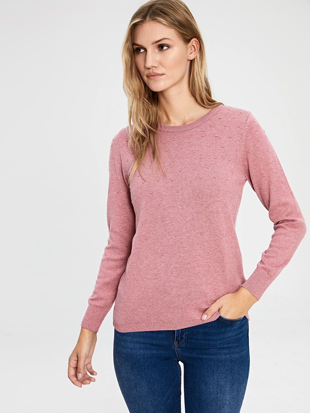 كنزة صوفية وردي امرأة-1