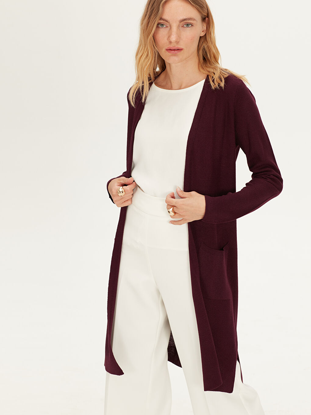 Әйелдер қою күлгін Кардиган-1