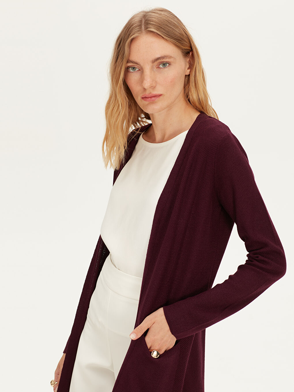 Әйелдер қою күлгін Кардиган-3